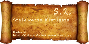 Stefanovits Klarissza névjegykártya